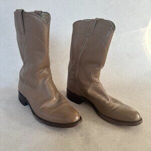 Vintage WOMEN’S JUSTIN L3710 WESTERN LEATHER ROPER COWBOY BEIGE BOOTS SIZE 6.5